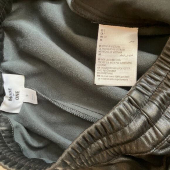 Mode of One Mens Relaxed Fit Faux Leather Pull On Pants in Deep Black Size S - Picture 4 of 8